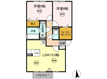 ルピナIWAI(2LDK/2階)の間取り写真