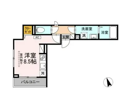 BELL II(ワンルーム/2階)の間取り写真