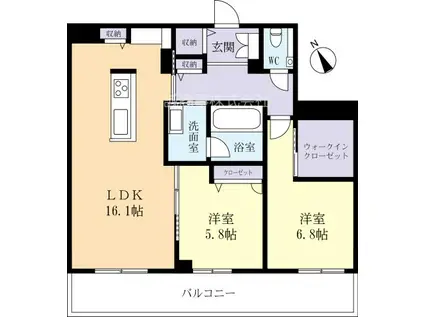 ジュエルコート(2LDK/1階)の間取り写真