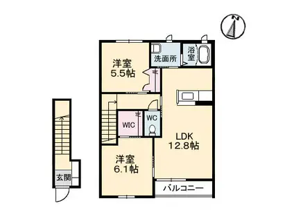 エクリールB棟(2LDK/2階)の間取り写真