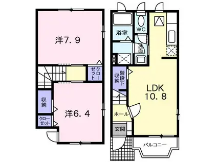 アビターレ I(2LDK/1階)の間取り写真