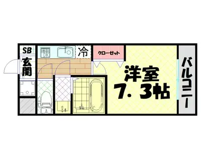 シャルマンフジ大阪城南(1K/2階)の間取り写真