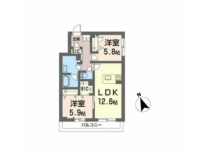 メゾンドノアール(2LDK/2階)の間取り写真