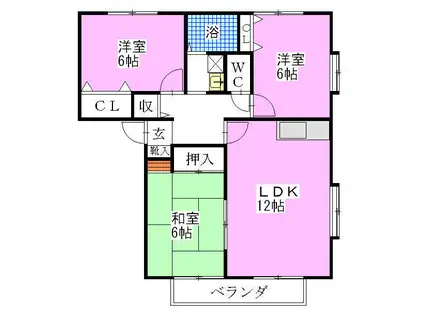 グラーツ弐番館(3LDK/2階)の間取り写真