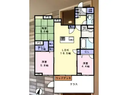 ラ・メゾン・カノン桜木町(3LDK/1階)の間取り写真