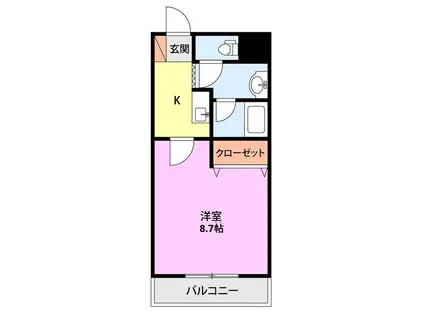 テルマオリゾンIIB棟(1K/3階)の間取り写真