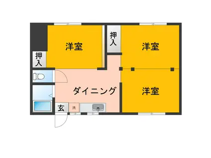 第3ミドリハイツ(3DK/2階)の間取り写真