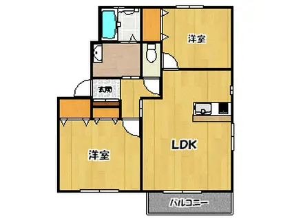 コーポアグレーブルI(2LDK/2階)の間取り写真