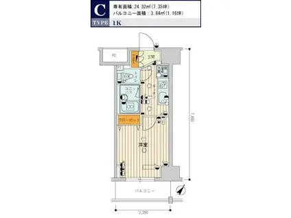 スカイコート新小岩(1K/10階)の間取り写真