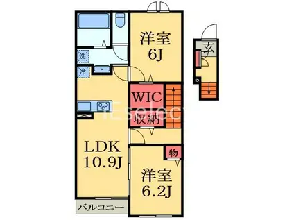 パラッツォ(2LDK/2階)の間取り写真