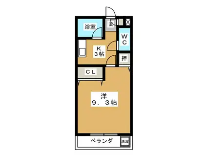 コーポミウラ II(1K/2階)の間取り写真