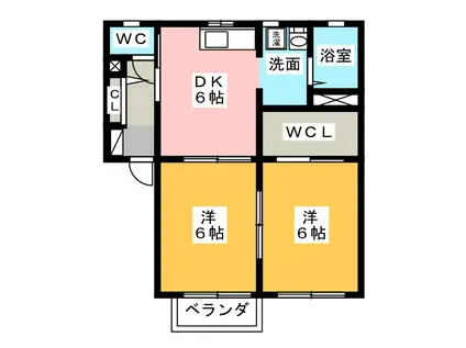 ウッドベルイーグル A(2DK/1階)の間取り写真