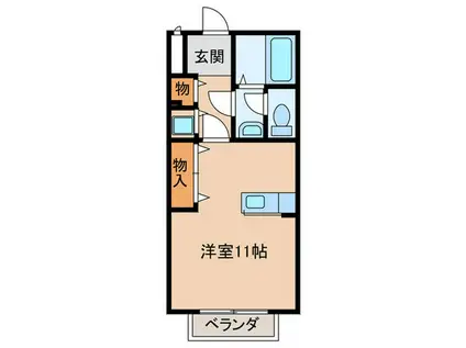 サニーガーデンII(ワンルーム/2階)の間取り写真