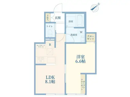 ユービ10(1LDK/1階)の間取り写真