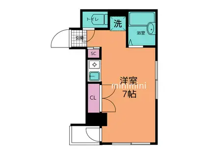 コーポメジューブ(ワンルーム/2階)の間取り写真