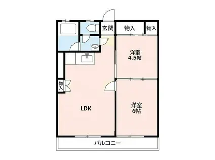 グローリオ石和(2LDK/4階)の間取り写真