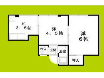 RIZEONE阿倍野III(2DK/4階)の間取り写真