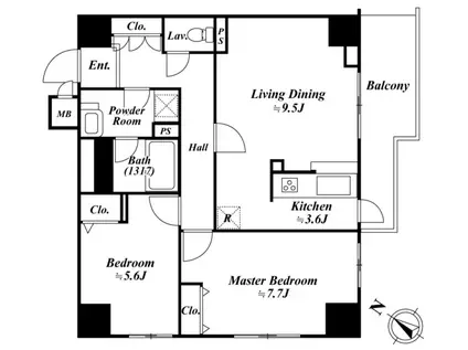 アクロス目黒タワー(2LDK/15階)の間取り写真