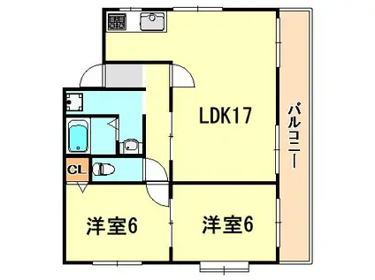 メゾンド蘭(2LDK/1階)の間取り写真