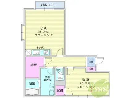 ジュネスSK B棟(1DK/2階)の間取り写真