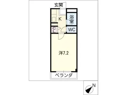CERES日野(1K/4階)の間取り写真