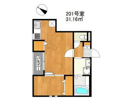 SMILEAX松崎II(1LDK/2階)の間取り写真