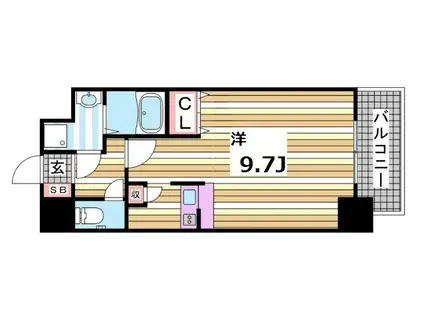 エイペックス神戸みなと元町COASTLINE(1K/9階)の間取り写真