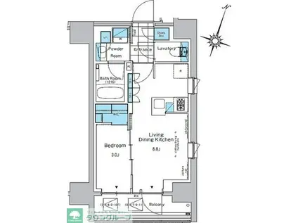 ルフォンプログレ神田プレミア(1LDK/8階)の間取り写真