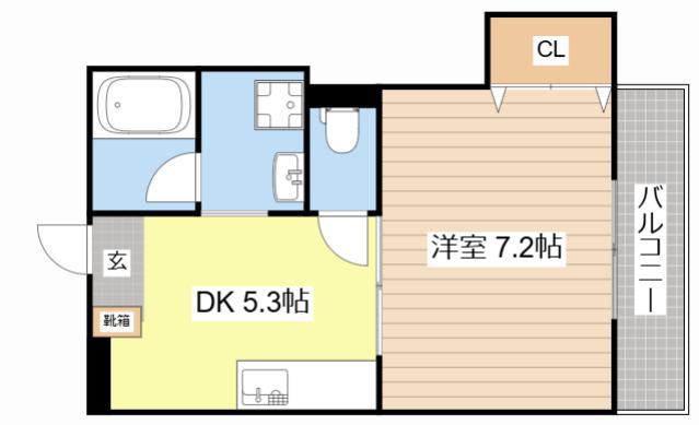 ヴィラ・十里(1DK/3階)の間取り写真