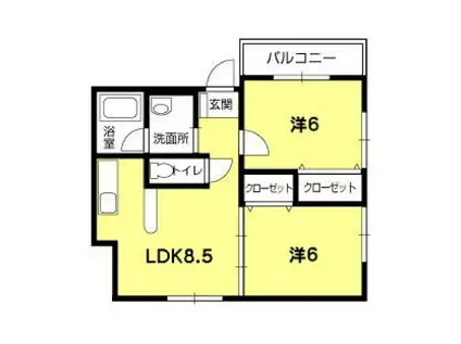 セレブさとう(2LDK/2階)の間取り写真