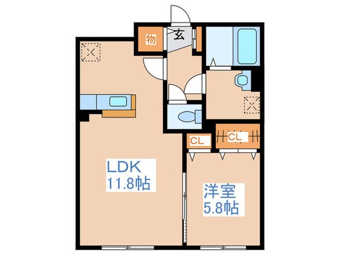 ジュライ麻生(1LDK/4階)の間取り写真