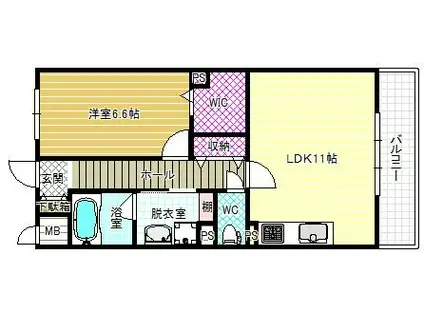 メルヴェーユ藤井寺(1LDK/2階)の間取り写真