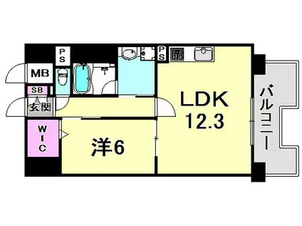 L・ISOBE三宮(1LDK/12階)の間取り写真