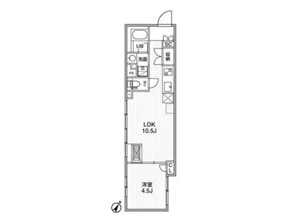 アスティーレ幡ヶ谷(1LDK/B1階)の間取り写真
