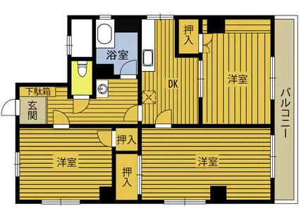 アンシャンテ長浜I(3DK/2階)の間取り写真