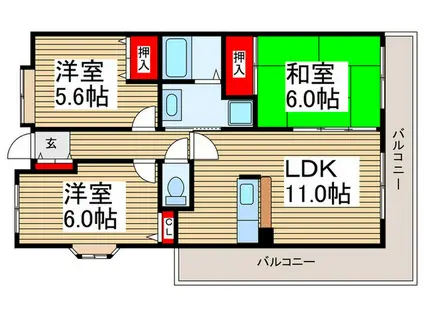 うれし野DUET(3LDK/3階)の間取り写真