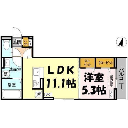 アドラブール A棟(1LDK/3階)の間取り写真