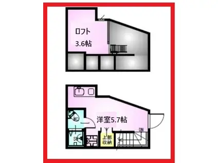ヴィレスト町屋(ワンルーム/2階)の間取り写真