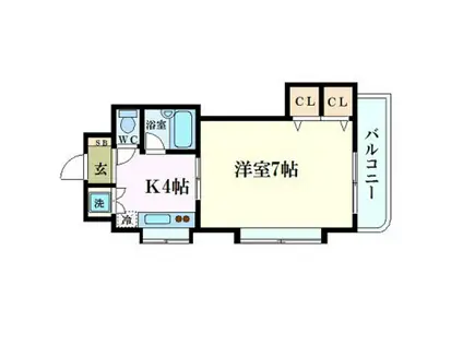 ベルレージュ二葉の里(1K/8階)の間取り写真