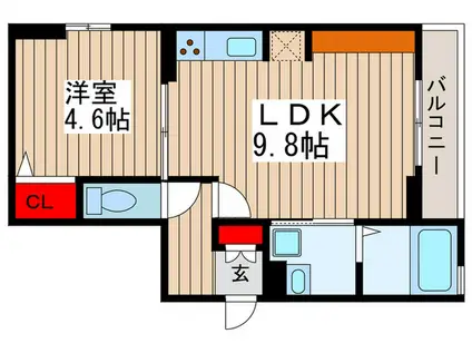 アムール東向島(1LDK/1階)の間取り写真