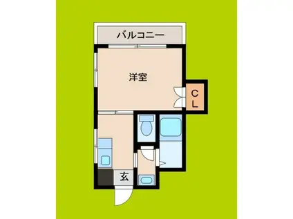 花木ビル(1K/3階)の間取り写真