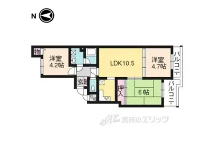ライオンズマンション太秦(3LDK/3階)の間取り写真