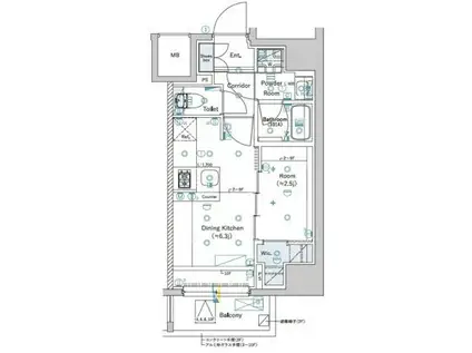 SYFORME WASEDA(1DK/8階)の間取り写真
