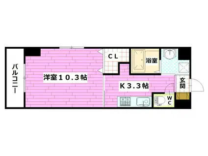 TEBURA INN船越(1K/5階)の間取り写真