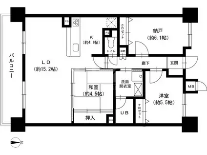サン・グレース姪浜(2SLDK/7階)の間取り写真