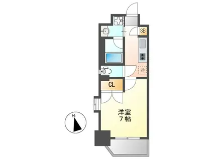 アールズタワー池下西(1K/7階)の間取り写真