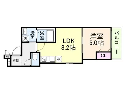 フジパレス長原サウス(1LDK/3階)の間取り写真
