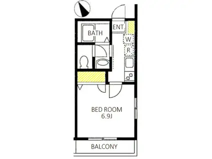 都営大江戸線 牛込柳町駅 徒歩4分 3階建 築24年(1K/2階)の間取り写真