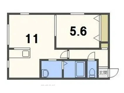 K-MODE菊水(1LDK/1階)の間取り写真