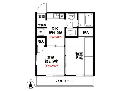 メゾンサンヒルズ(2DK/2階)の間取り写真